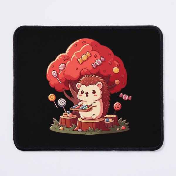 Item preview, Cute Chibi Hedgehog Playing Xylophone Under Red Halloween Tree – Kawaii Cartoon designed and sold by ColorSplash123.