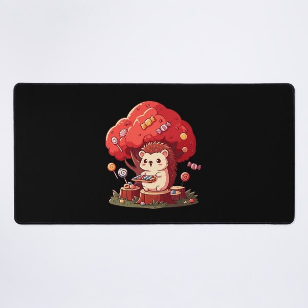 Item preview, Cute Chibi Hedgehog Playing Xylophone Under Red Halloween Tree – Kawaii Cartoon designed and sold by ColorSplash123.