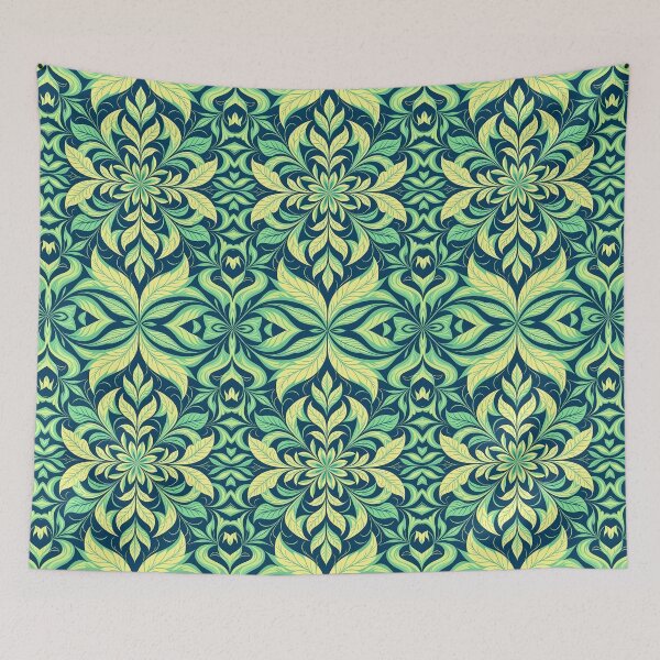 Item preview, Blue, Flowers & Leaves, Abstract Artistic Stylize, Symmetrical Repeated Texture Pattern (image size 8320x12480) designed and sold by Digital-Davinci.