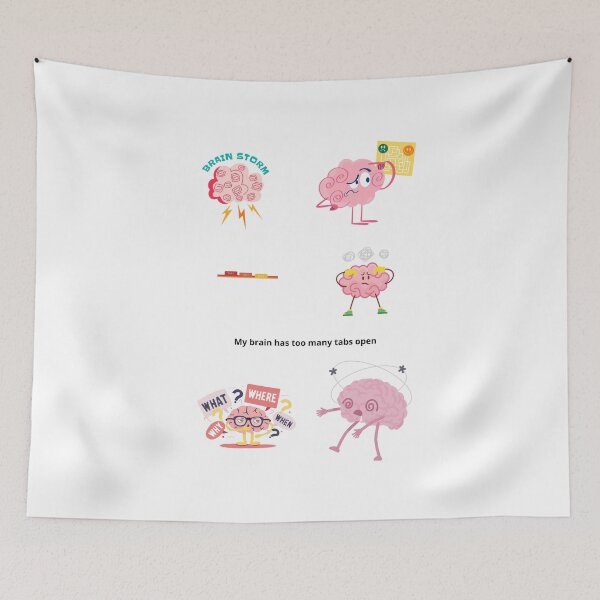 Item preview, My Brain Has Too Many Tabs Open Funny | Mental Health Humor | ADHD Anxiety Cartoon Art | Funny Relatable Quote with Cute Cartoon Cloud Pack designed and sold by Amalzaki.