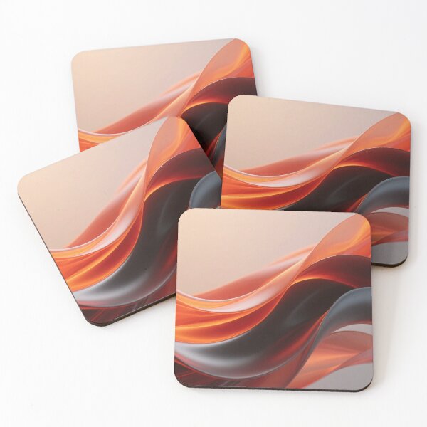 Item preview, Red and Black Glossy Flowing Abstract Ribbon Waves with Smooth Curves on Light Warm Gradient Background designed and sold by Mimoshi ⭐⭐⭐⭐⭐.