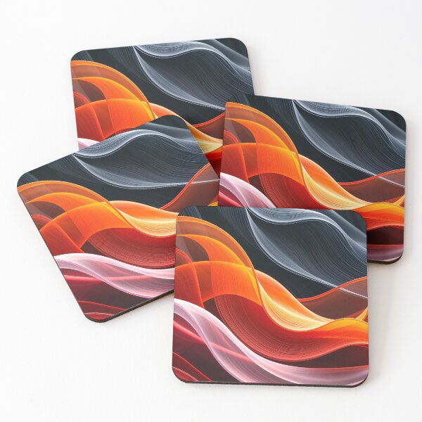 Item preview, Red Orange White and Black Flowing Abstract Waves with Smooth Curves and Futuristic Motion Design Art designed and sold by Mimoshi ⭐⭐⭐⭐⭐.