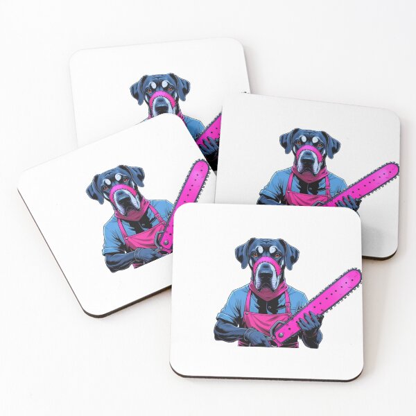 Item preview, Dark Great Dane with pink chainsaw designed and sold by StormArte.