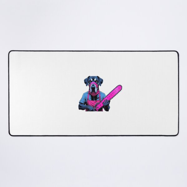 Item preview, Dark Great Dane with pink chainsaw designed and sold by StormArte.
