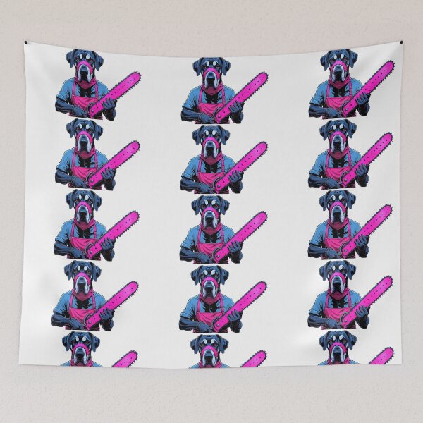Item preview, Dark Great Dane with pink chainsaw designed and sold by StormArte.