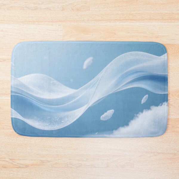 Item preview, Delicate Snowy White Wave Flow with Frost Particles, Soft Blue Background, Dreamy Minimalist Abstract Winter-Inspired Design designed and sold by Mimoshi ⭐⭐⭐⭐⭐.