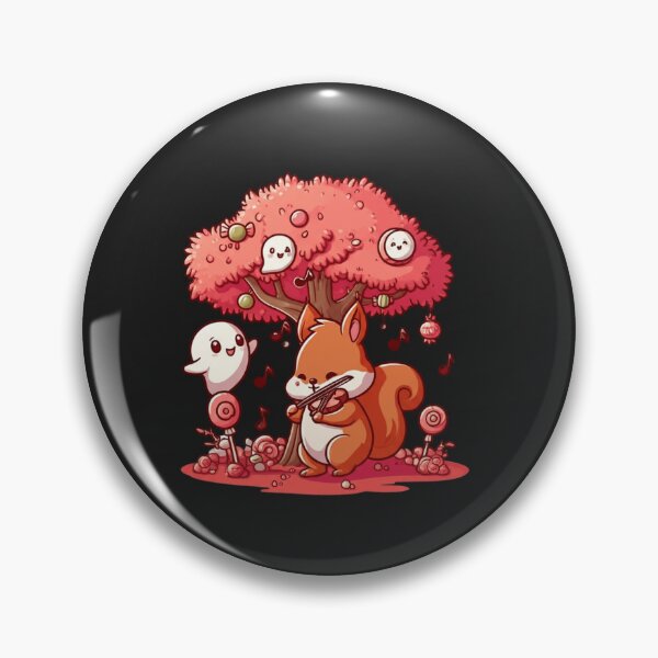 Item preview, Cute Chibi Squirrel Playing Violin Under Candy-Red Tree – Halloween Kawaii Cartoon designed and sold by ColorSplash123.