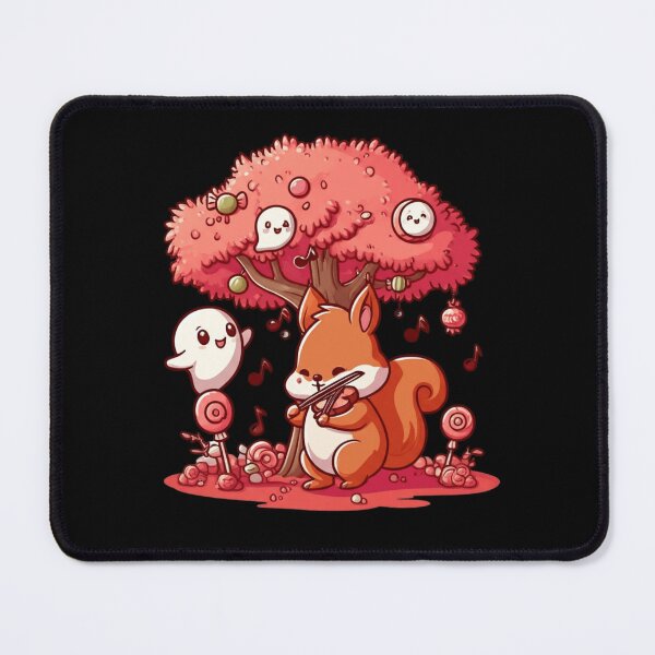 Item preview, Cute Chibi Squirrel Playing Violin Under Candy-Red Tree – Halloween Kawaii Cartoon designed and sold by ColorSplash123.