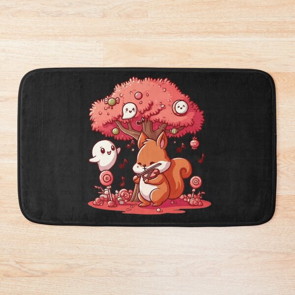 Item preview, Cute Chibi Squirrel Playing Violin Under Candy-Red Tree – Halloween Kawaii Cartoon designed and sold by ColorSplash123.