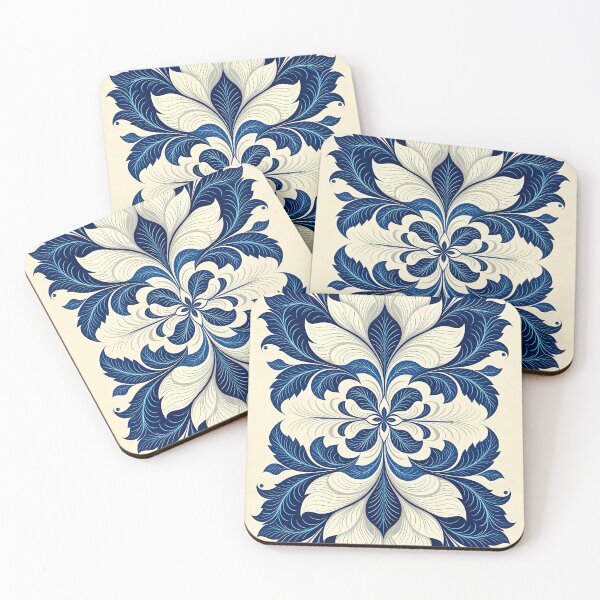 Item preview, Blue, Flowers & Leaves, Abstract Artistic Stylize, Symmetrical Repeated Texture Pattern (image size 8320x12480) designed and sold by Digital-Davinci.