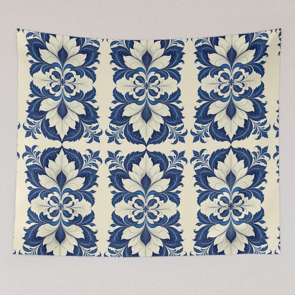 Item preview, Blue, Flowers & Leaves, Abstract Artistic Stylize, Symmetrical Repeated Texture Pattern (image size 8320x12480) designed and sold by Digital-Davinci.