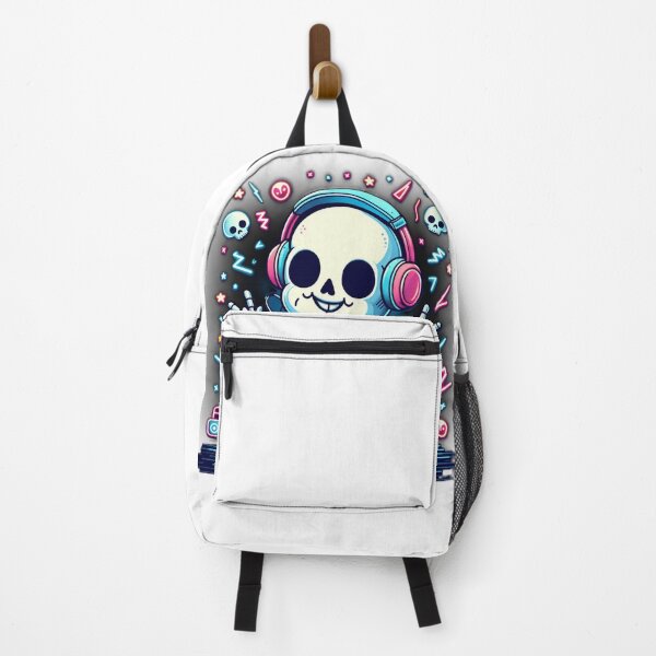 Item preview, Kawaii Neon Skeleton DJ | Cute Halloween Dance Party Art designed and sold by Medeea Publishing.