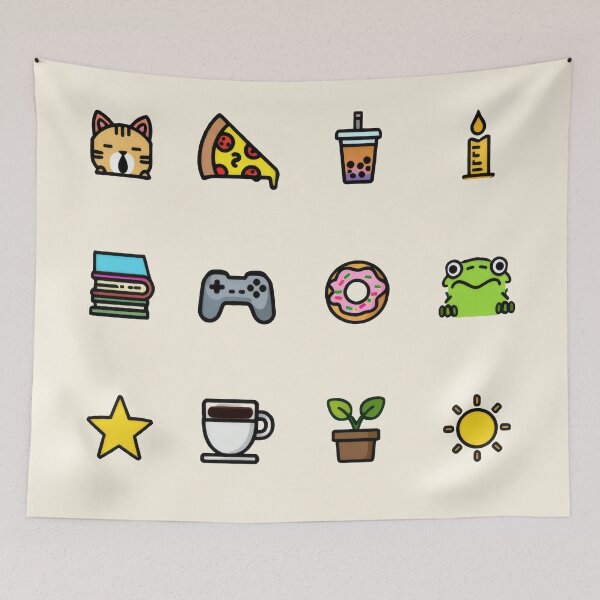 Item preview, Extra Small Cute Aesthetic Icons – Cat, Pizza, Boba Bubble Tea, Frog and More designed and sold by Ombrya.