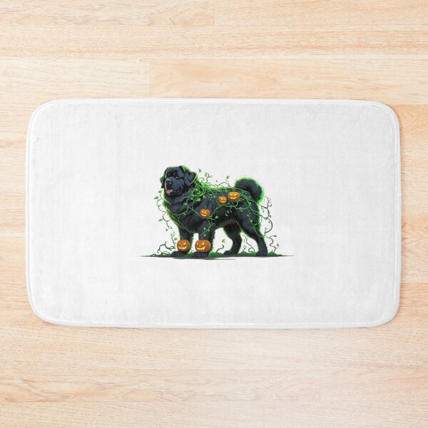 Item preview, Newfoundland dog with Halloween pumpkins designed and sold by StormArte.