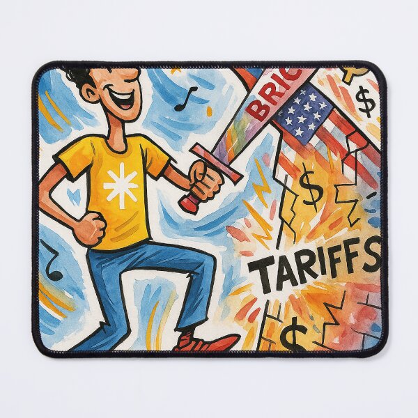 Item preview, BRICS vs Tariffs – Surreal Ruskov Cartoon with Economic Concept designed and sold by KARTICK DUTTA.