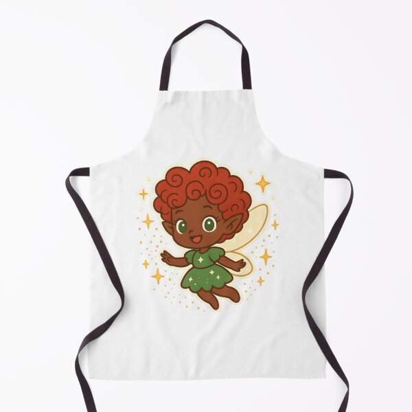 Item preview, Chibi Black Elf with Red Curly Hair, Green Outfit & Sparkles - Fantasy Art designed and sold by OsasChild.