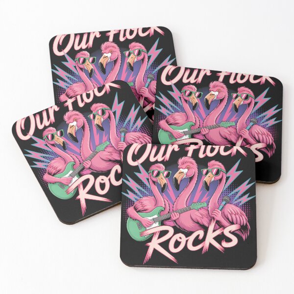 Item preview, Our Flock Rocks  Retro Flamingos For Rock Band Lovers  80S Vibes designed and sold by JAMESCARAFELLI.