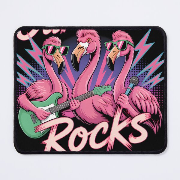 Item preview, Our Flock Rocks Retro Flamingos For Rock Band Lovers 80S Vibes designed and sold by JAMESCARAFELLI.