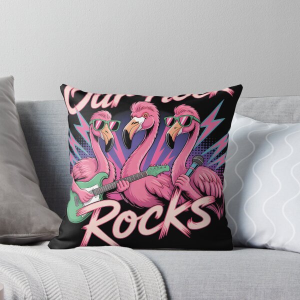 Item preview, Our Flock Rocks  Retro Flamingos For Rock Band Lovers  80S Vibes designed and sold by JAMESCARAFELLI.