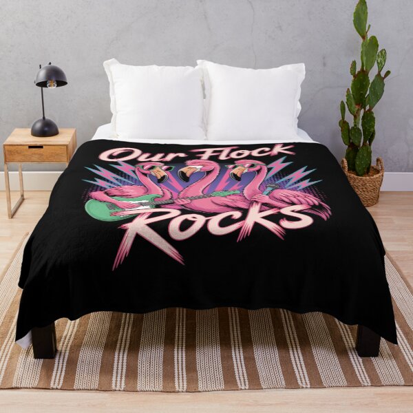 Item preview, Our Flock Rocks Retro Flamingos For Rock Band Lovers 80S Vibes designed and sold by JAMESCARAFELLI.