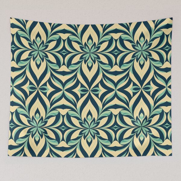 Item preview, Blue, Flowers & Leaves, Abstract Artistic Stylize, Symmetrical Repeated Texture Pattern (image size 8320x12480) designed and sold by Digital-Davinci.