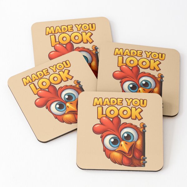 Item preview, Made You Look! Bold Cartoon Chicken Illustration with 3D Text – Funny Poultry Graphic Art designed and sold by AnTartstudios.