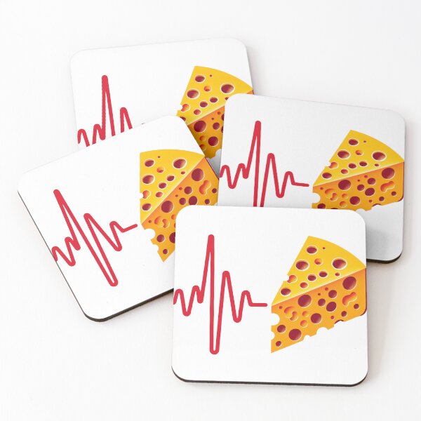 Item preview, Heartbeat Line with Cheese Slice Symbolizing Food and Joy designed and sold by KanDa-Shop.