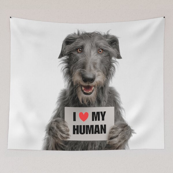 Item preview, Cute Scottish Deerhound dog with Signboard I love my Human  designed and sold by LazyOwlStore.
