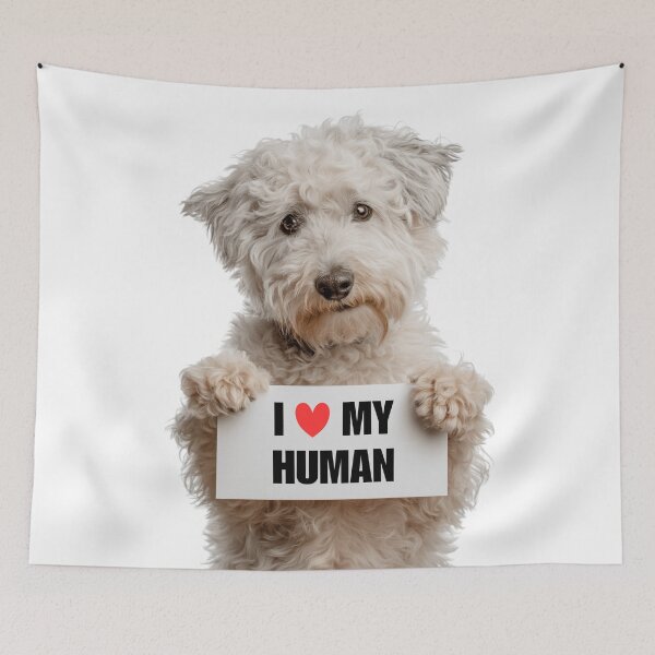 Item preview, Cute Pumi dog with Signboard I love my Human  designed and sold by LazyOwlStore.