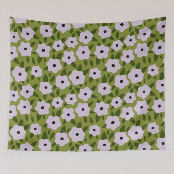 Item preview, simple flowers on a green background designed and sold by burbura.