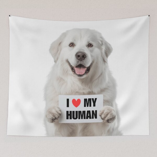 Item preview, Cute Kuvasz dog with Signboard I love my Human  designed and sold by LazyOwlStore.