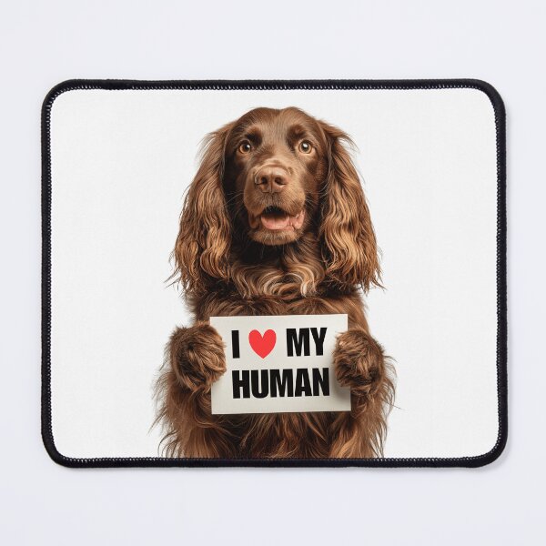 Item preview, Cute Sussex Spaniel dog with Signboard I love my Human designed and sold by LazyOwlStore.