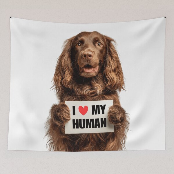 Item preview, Cute Sussex Spaniel dog with Signboard I love my Human  designed and sold by LazyOwlStore.