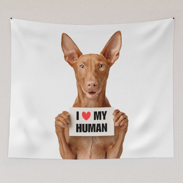 Item preview, Cute Pharaoh Hound dog with Signboard I love my Human  designed and sold by LazyOwlStore.