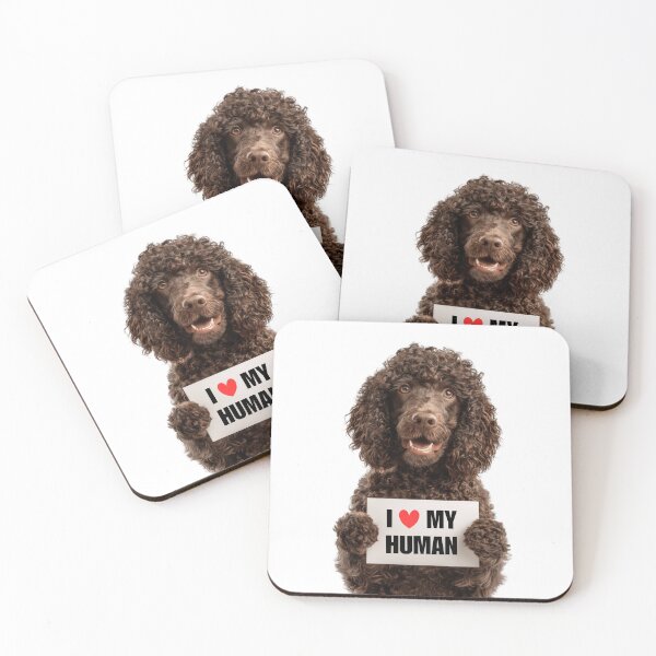 Item preview, Cute Irish Water Spaniel dog with Signboard I love my Human  designed and sold by LazyOwlStore.