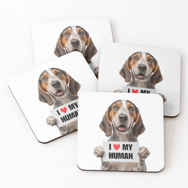 Item preview, Cute American English Coonhound dog with Signboard I love my Human  designed and sold by LazyOwlStore.