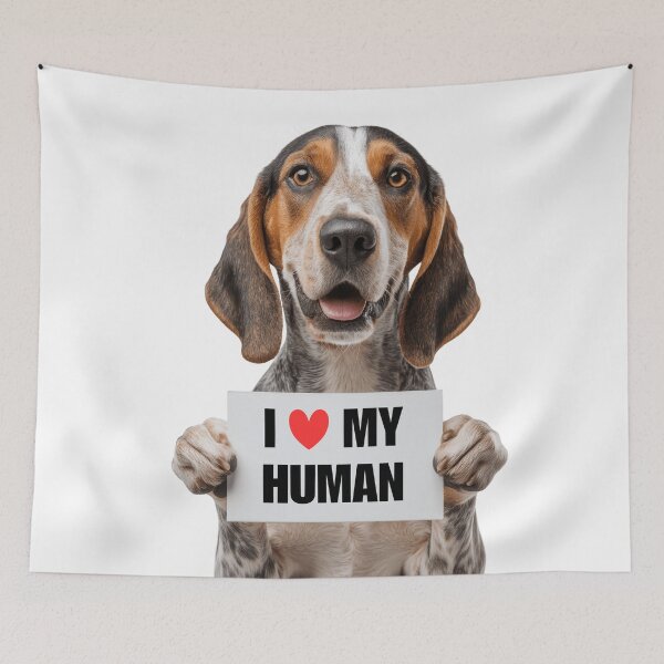 Item preview, Cute American English Coonhound dog with Signboard I love my Human  designed and sold by LazyOwlStore.