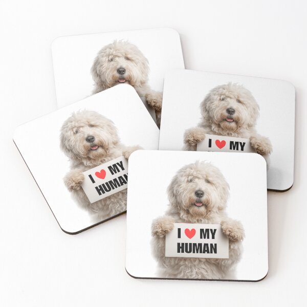 Item preview, Cute Komondor dog with Signboard I love my Human  designed and sold by LazyOwlStore.