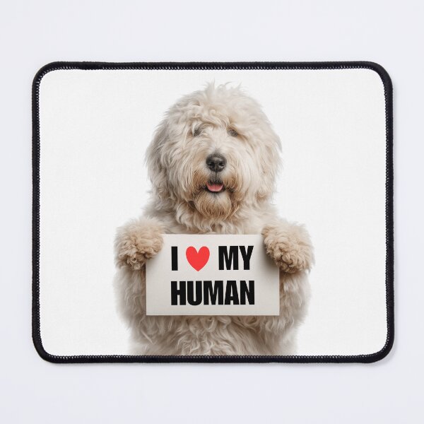 Item preview, Cute Komondor dog with Signboard I love my Human  designed and sold by LazyOwlStore.