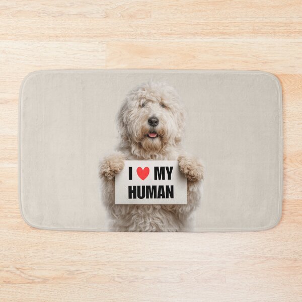 Item preview, Cute Komondor dog with Signboard I love my Human  designed and sold by LazyOwlStore.