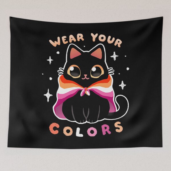 Item preview, Lesbian Lgbt Pride Cat - Kawaii Rainbow Kitty - Wear Your Colors Illustration designed and sold by EllenJast.