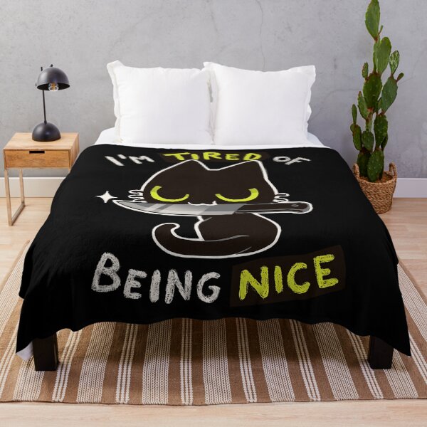 Item preview, Tired Of Being Nice - Black Cat With Knife Illustration designed and sold by EllenJast.