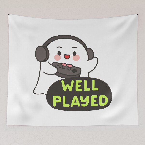 Item preview, Cute Gamer Ghost Sticker with Well Played Text designed and sold by BibleProject.