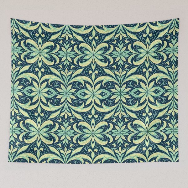 Item preview, Blue, Flowers & Leaves, Abstract Artistic Stylize, Symmetrical Repeated Texture Pattern (image size 8320x12480) designed and sold by Digital-Davinci.
