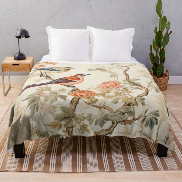 Item preview, Silk Floral Wildflowers Two Birds Carpet designed and sold by GrinGalore.