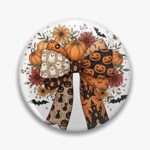 Item preview, Halloween Bow with Pumpkins, Ghosts & Black Cats – Spooky Cute designed and sold by LinLuckStudio.