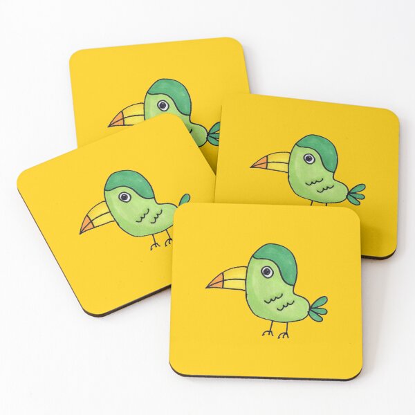 Item preview, Green bird on yellow background designed and sold by FridaSofia85.