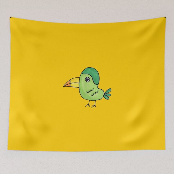 Item preview, Green bird on yellow background designed and sold by FridaSofia85.