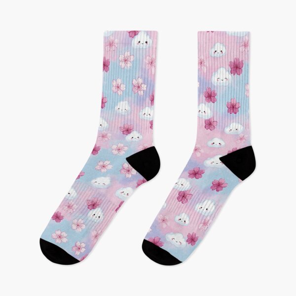 Artikelvorschau, Kawaii-Muster aus Kirschblüten und winzigen lächelnden Wolken entworfen und verkauft von Kawaii Patterns | Chubby Animals & Cute Ghosts.