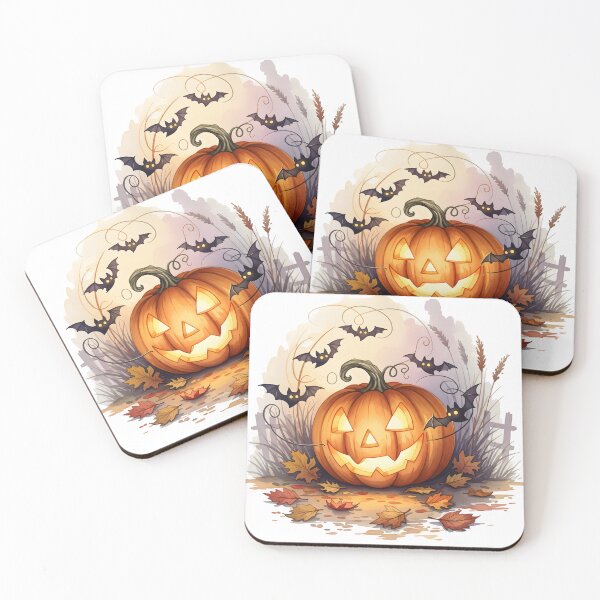 Item preview, Smiling Jack-o’-Lantern Pumpkin with Bats – Cute Halloween designed and sold by LinLuckStudio.